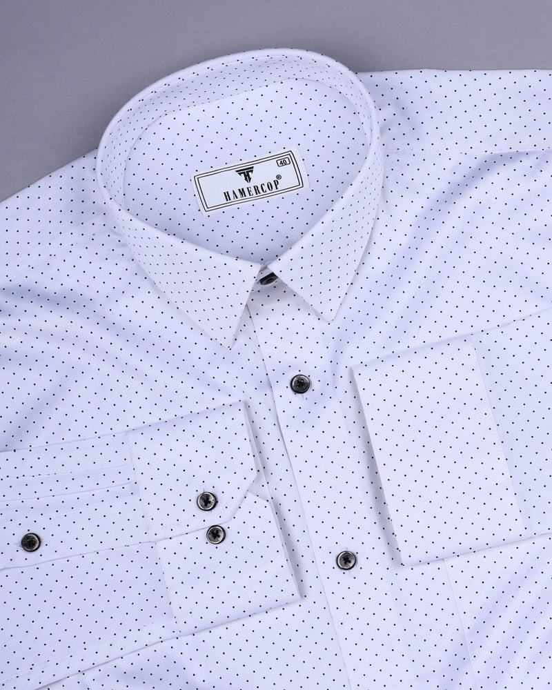 Olwen White With Black Polka Dot Printed Cotton Shirt