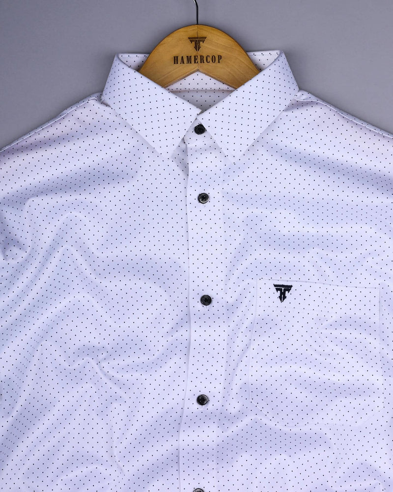 Olwen White With Black Polka Dot Printed Cotton Shirt