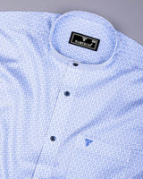 SkyStar Blue With White Printed Cotton Shirt