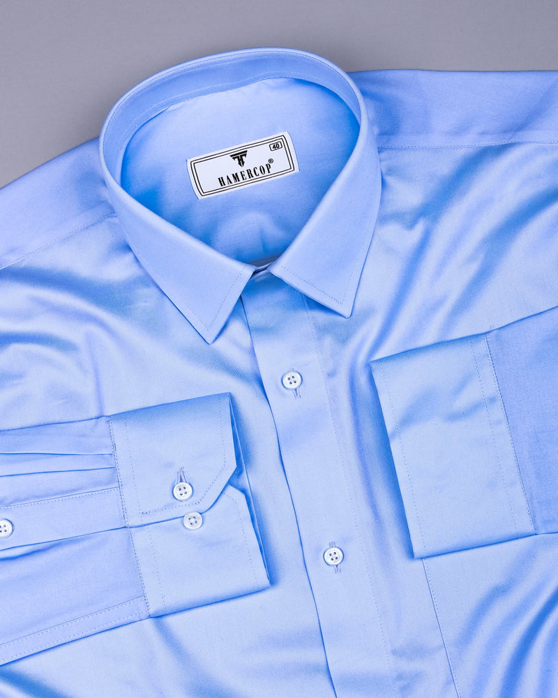 Magma Skyblue Soft Cotton Formal Solid Shirt