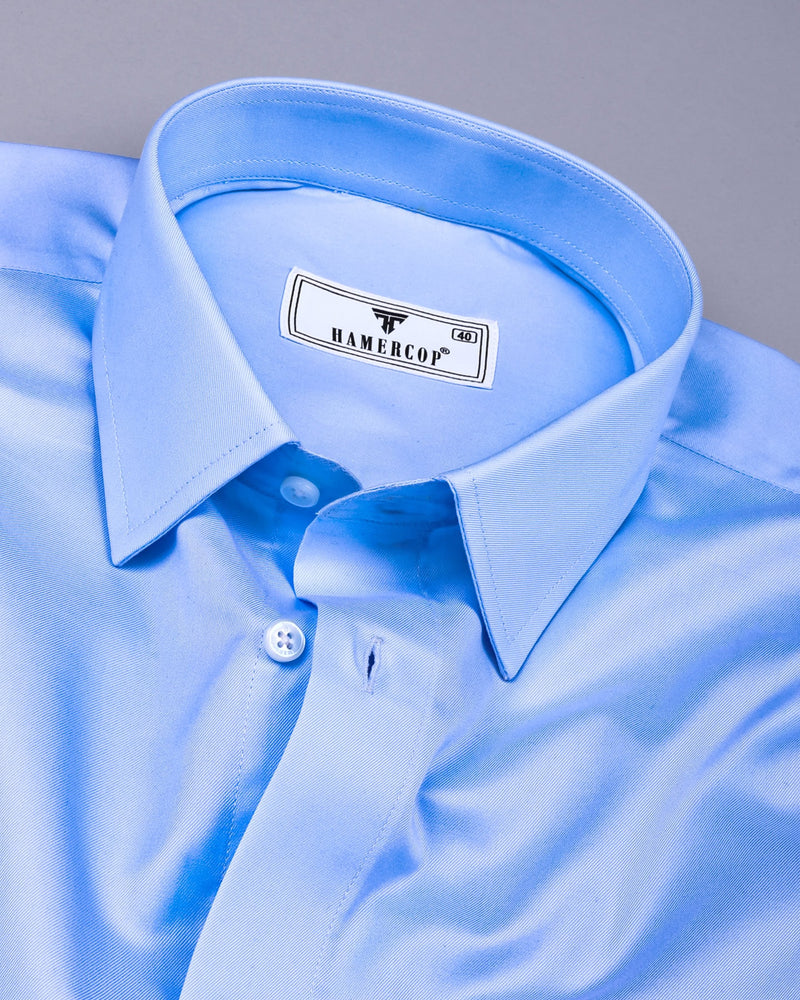 Magma Skyblue Soft Cotton Formal Solid Shirt