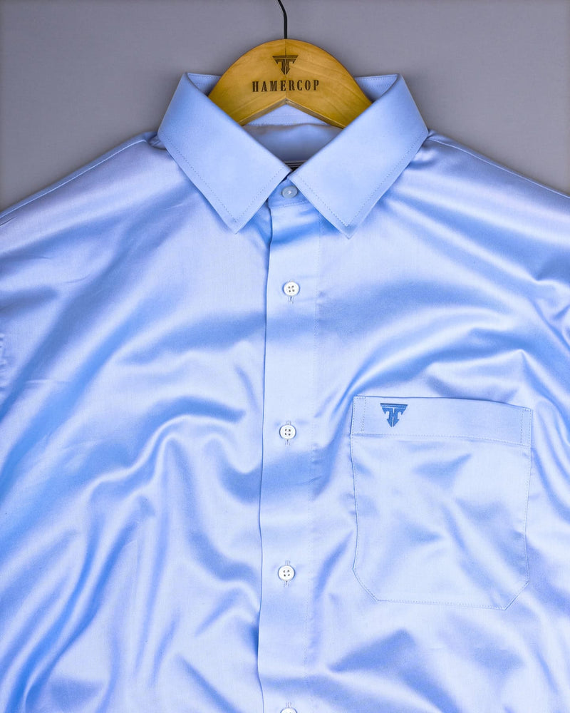 Magma Skyblue Soft Cotton Formal Solid Shirt