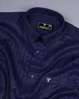 Blue With Silver Dobby Gamming Wrex Weft Stripe Cotton Shirt