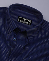 Blue With Silver Dobby Gamming Wrex Weft Stripe Cotton Shirt