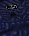 Blue With Silver Dobby Gamming Wrex Weft Stripe Cotton Shirt