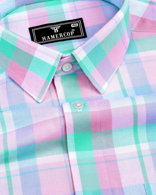 Vimto Pink Multicolored Check Oxford Cotton Shirt