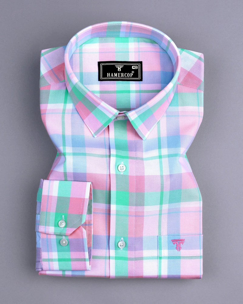 Vimto Pink Multicolored Check Oxford Cotton Shirt