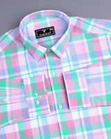 Vimto Pink Multicolored Check Oxford Cotton Shirt