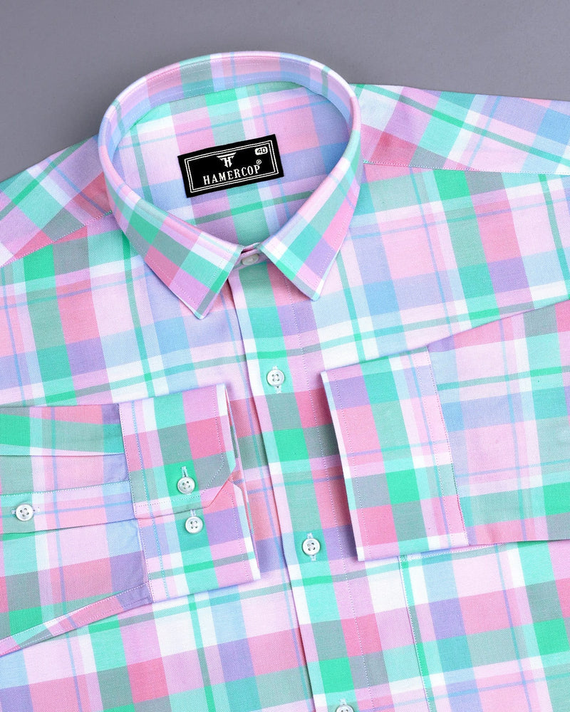 Vimto Pink Multicolored Check Oxford Cotton Shirt