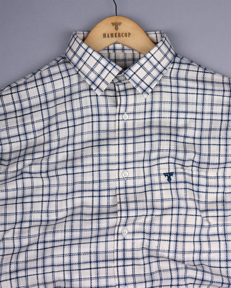 Luzon Blue With Cream Check Dobby Cotton Shirt