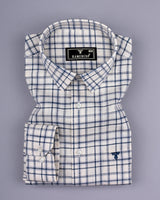 Luzon Blue With Cream Check Dobby Cotton Shirt