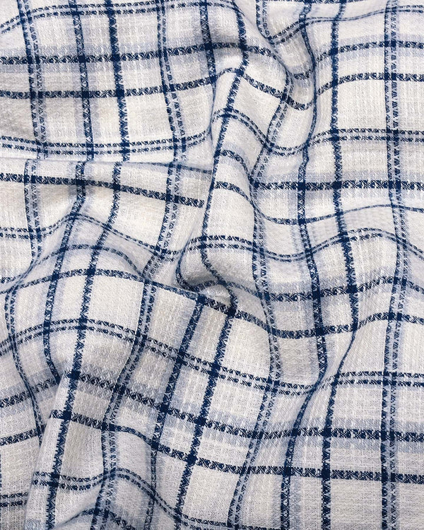 Luzon Blue With Cream Check Dobby Cotton Shirt