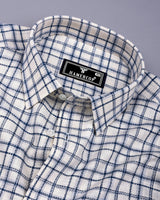 Luzon Blue With Cream Check Dobby Cotton Shirt