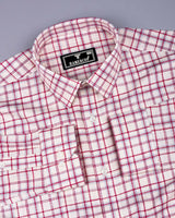 Luzon Pink With Cream Check Dobby Cotton Shirt