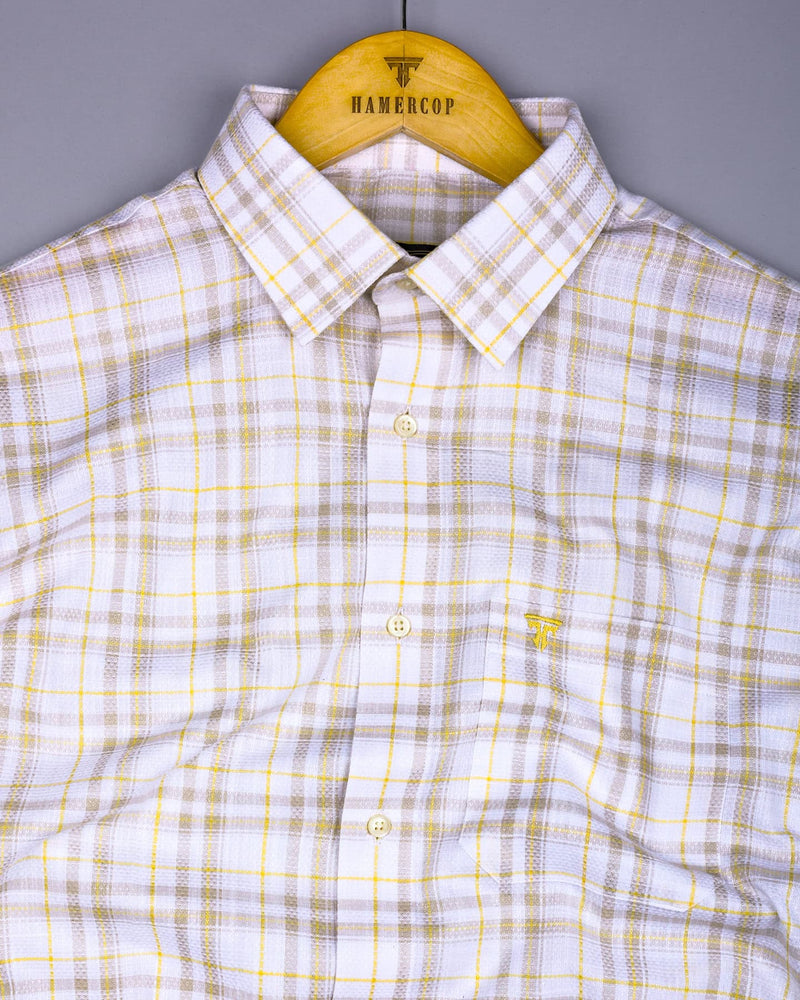 Bruton White With Gray Dobby Check Cotton Shirt