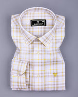 Bruton White With Gray Dobby Check Cotton Shirt