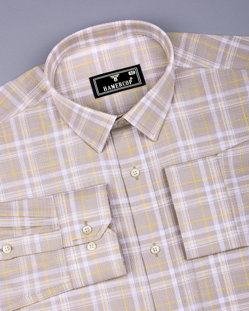 Bruton Gray With Yellow Dobby Check Cotton Shirt