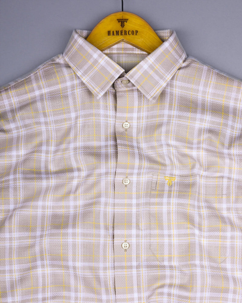 Bruton Gray With Yellow Dobby Check Cotton Shirt