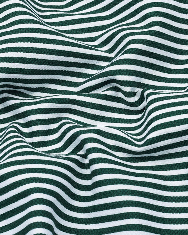 Deep Green With White Stripe Python Texture Dobby Cotton Shirt