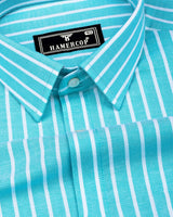 Lapis AquaBlue With White Stripe Oxford Cotton Shirt