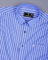 Lapis Blue With White Stripe Oxford Cotton Shirt