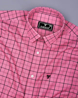 Clifden Pink With Black Check Oxford Cotton Shirt