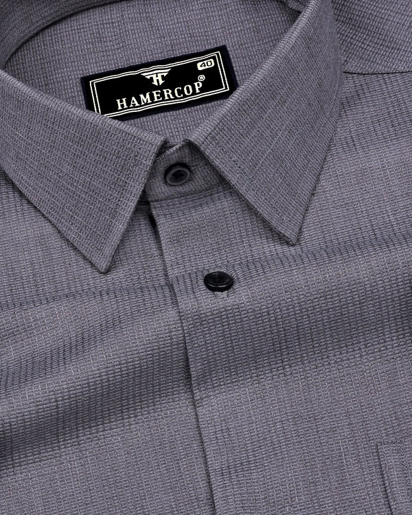 Modesto Gray Textured Solid Dobby Cotton Shirt