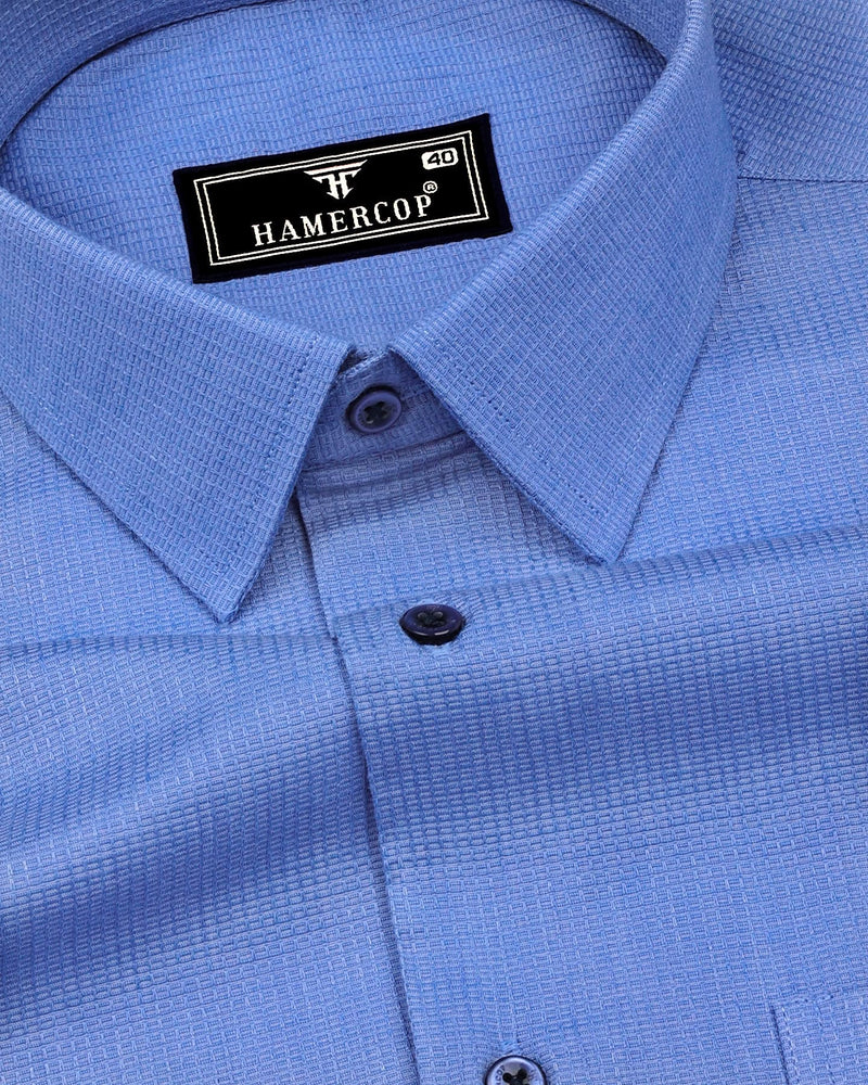 Modesto SkyBlue Textured Solid Dobby Cotton Shirt