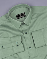 Modesto Green Textured Solid Dobby Cotton Shirt