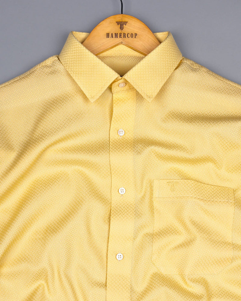 Universe Yellow Dobby Texture Solid Cotton Shirt