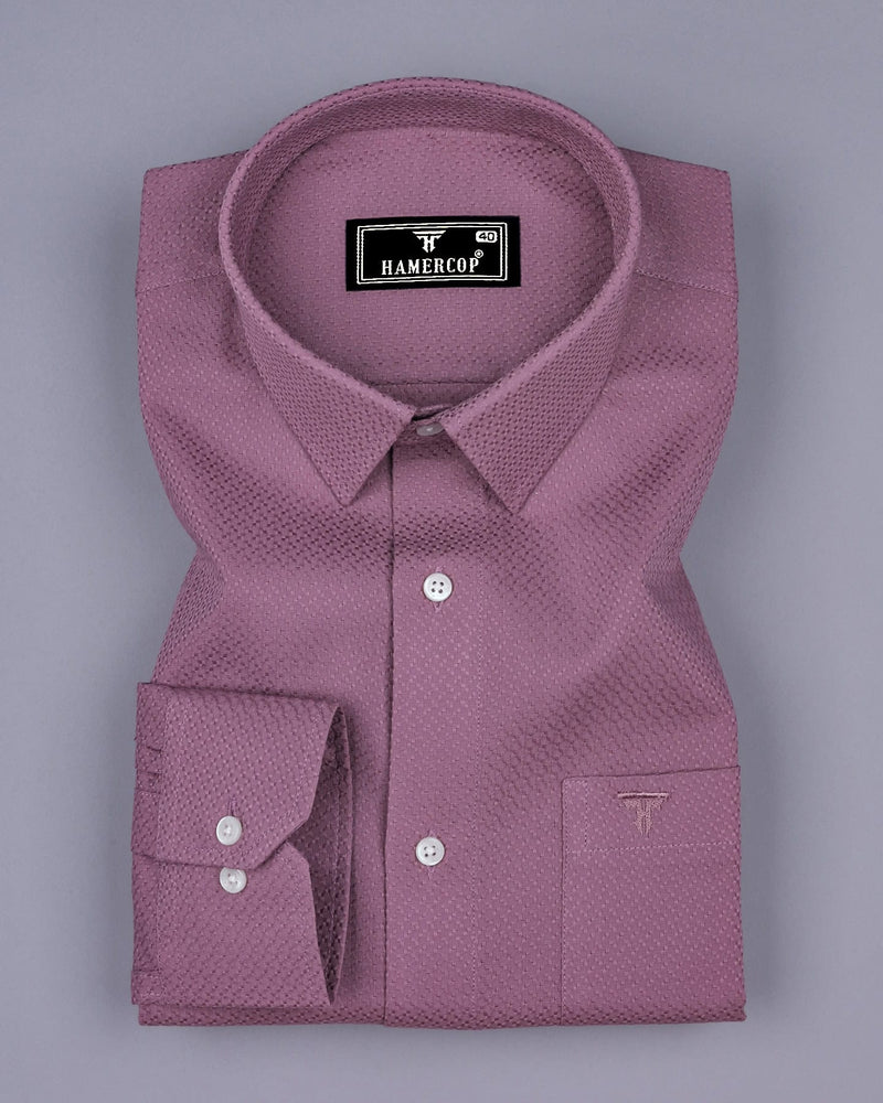 Universe Onion Pink Dobby Texture Solid Cotton Shirt