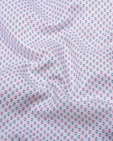 Charming Pink With Blue Printed White Cotton Shirt Style Kurta