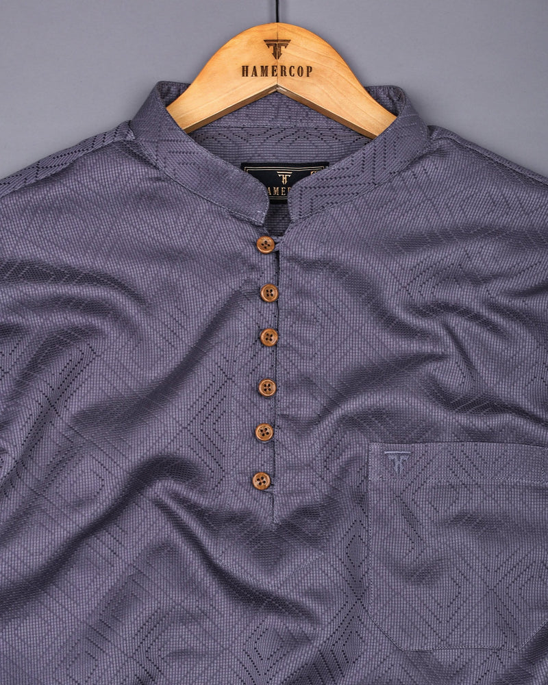 Milestone Gray Dobby Textured Shirt Style Kurta