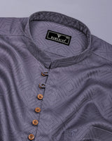 Milestone Gray Dobby Textured Shirt Style Kurta