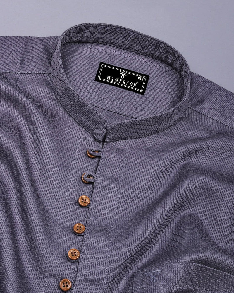 Milestone Gray Dobby Textured Shirt Style Kurta