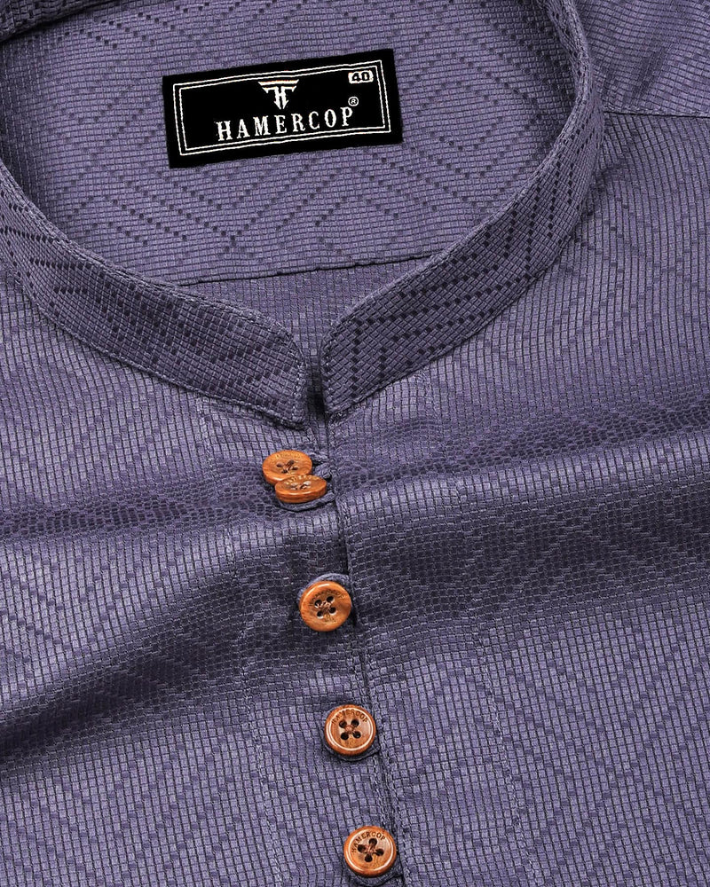 Milestone Gray Dobby Textured Shirt Style Kurta
