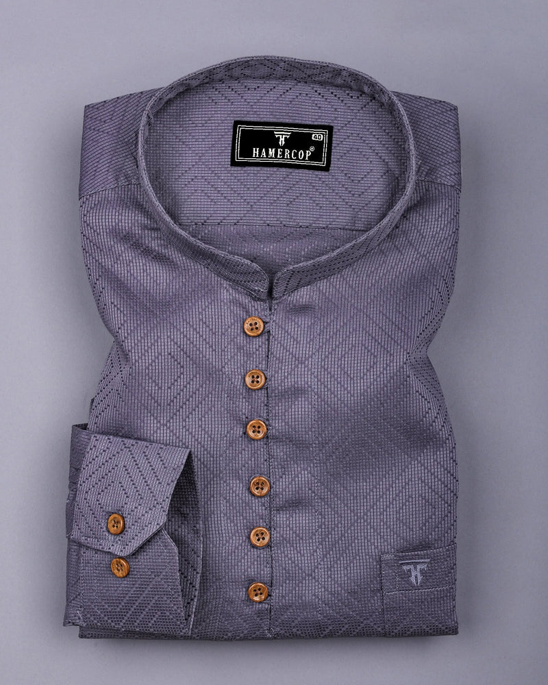 Milestone Gray Dobby Textured Shirt Style Kurta