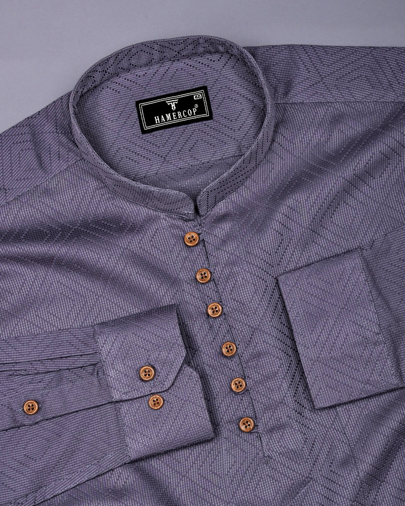 Milestone Gray Dobby Textured Shirt Style Kurta