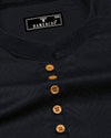 Milestone Black Dobby Textured Shirt Style Kurta