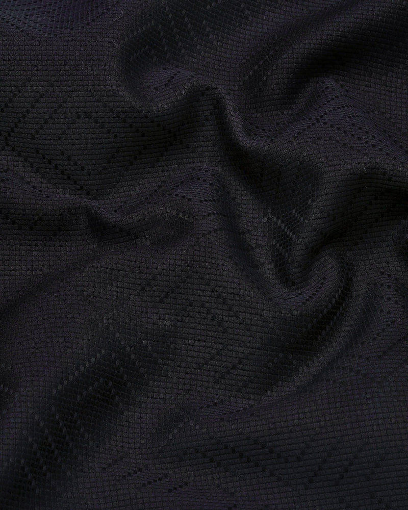 Milestone Black Dobby Textured Shirt Style Kurta