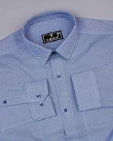 Bilzen Blue With White Printed Cotton Shirt