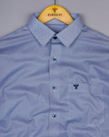 Bilzen Blue With White Printed Cotton Shirt