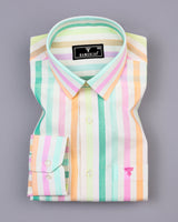 Prism Cream Multicolor Seersucker Candy Stripe Cotton Shirt