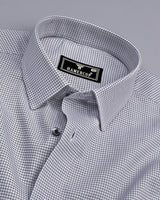 Lucifer Gray With White Small Check Oxford Cotton Shirt