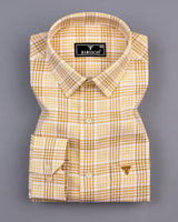 Amozoc Cream Houndstooth Amsler Dobby Cotton Shirt