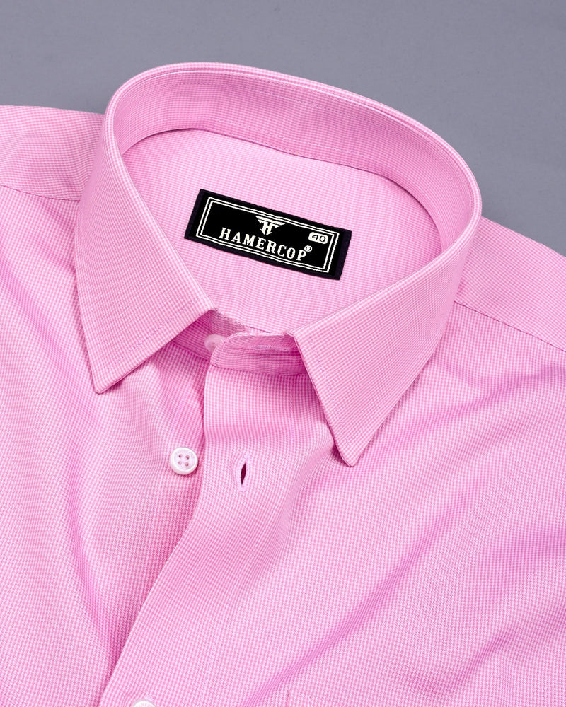 Pink With White Micro Check Formal Cotton Shirt