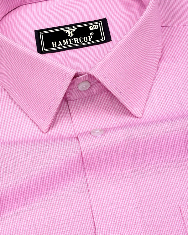 Pink With White Micro Check Formal Cotton Shirt