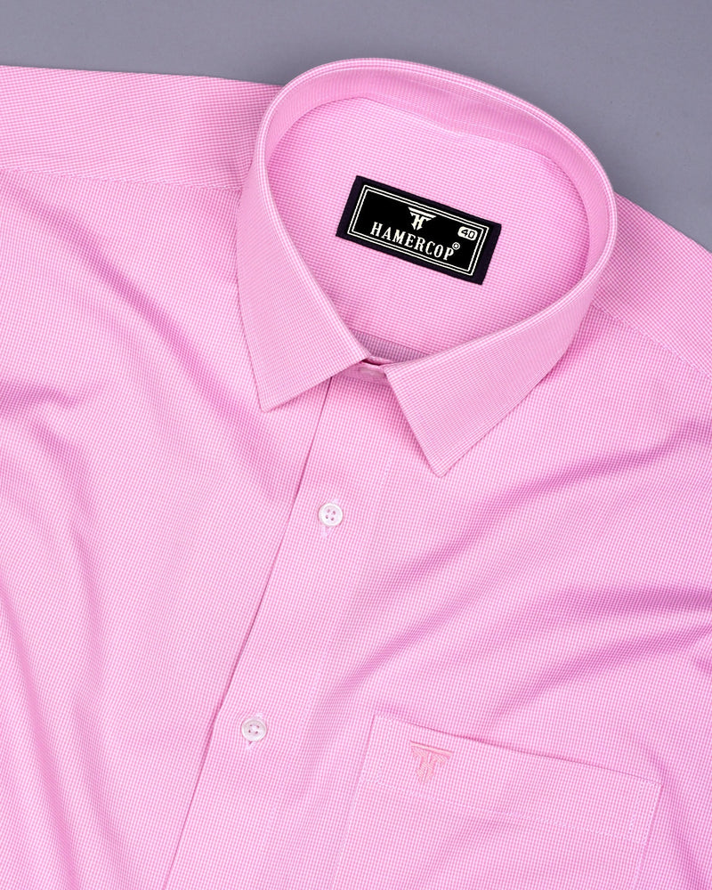 Pink With White Micro Check Formal Cotton Shirt