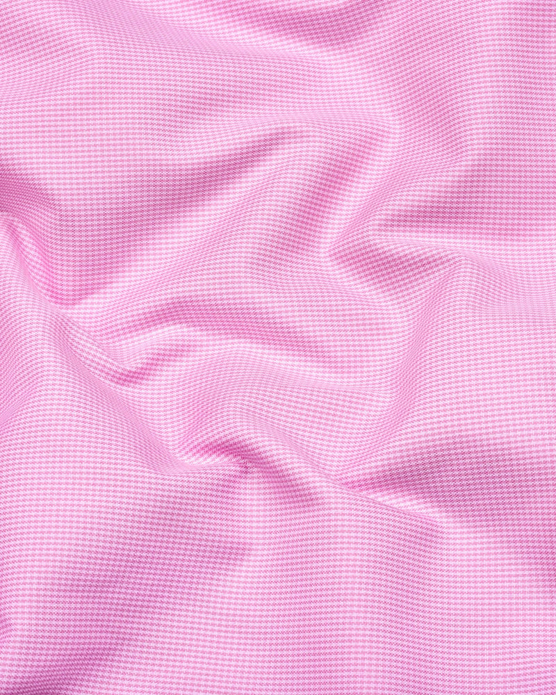 Pink With White Micro Check Formal Cotton Shirt