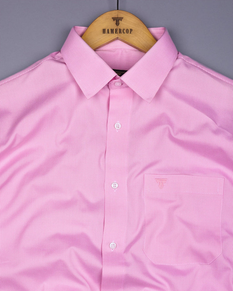 Pink With White Micro Check Formal Cotton Shirt